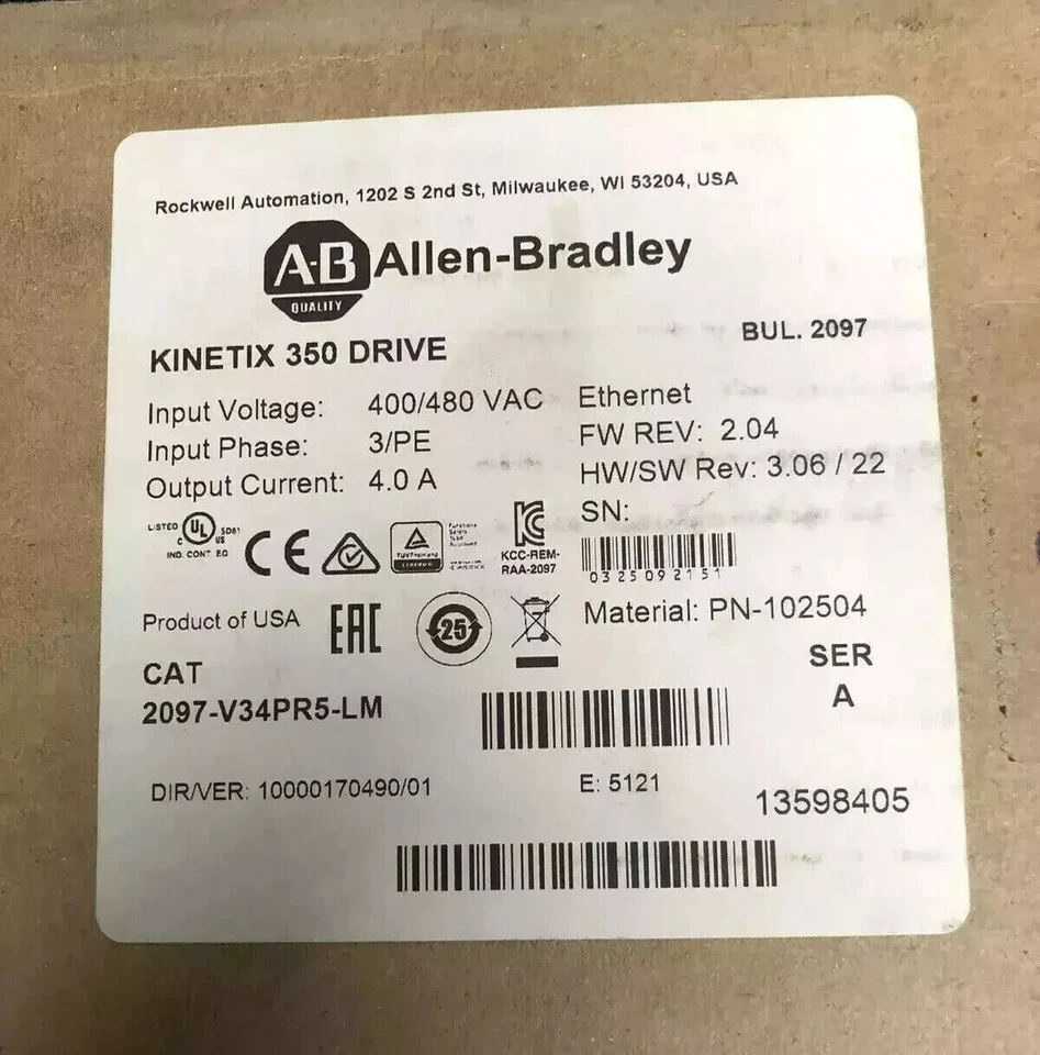 Allen-Bradley 2097-V34PR5-LM Servo Drive 1 2097 V34PR5 LM 1768790176599