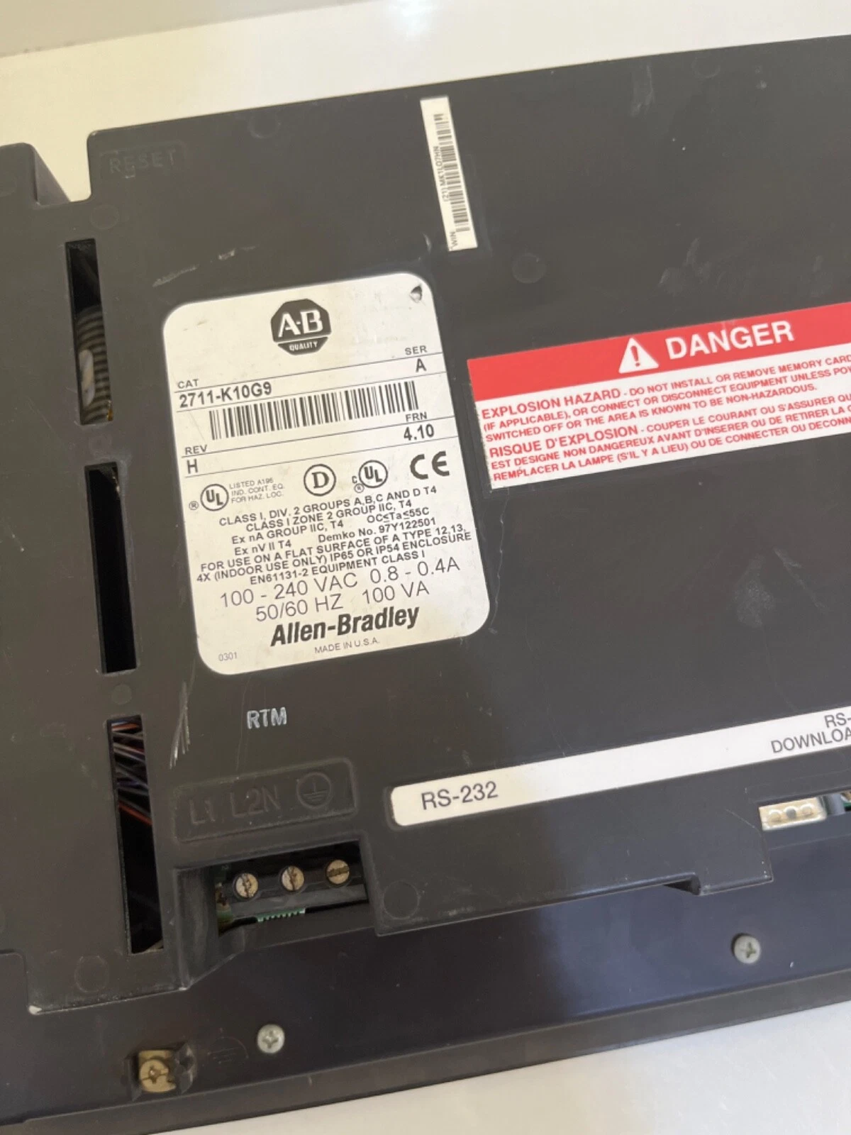 Allen Bradley Panel View 1000 Type 2711-K10G9 1 2711 K10G9 1774405853535