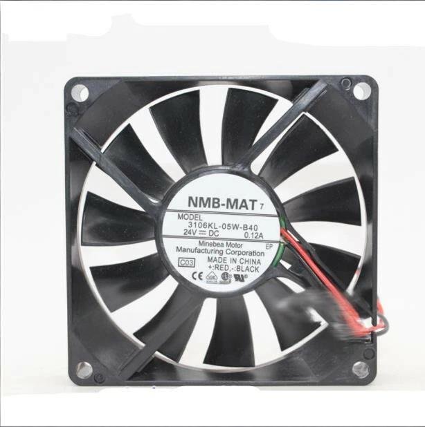NMB 3106KL-05W-B40 DC24V 0.12A 80*80*15mm 2pin Slim Cooling fan Ball bearing 1 3106KL 05W B40 1768353576739