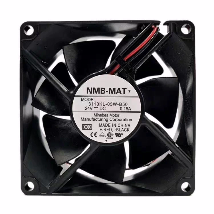 NMB 3110KL-05W-B50 DC 24V 0.15A 80x80x25mm 2‑Pin Cooling Fan for ABB ACS510 1 3110KL 05W B50 1768186949177