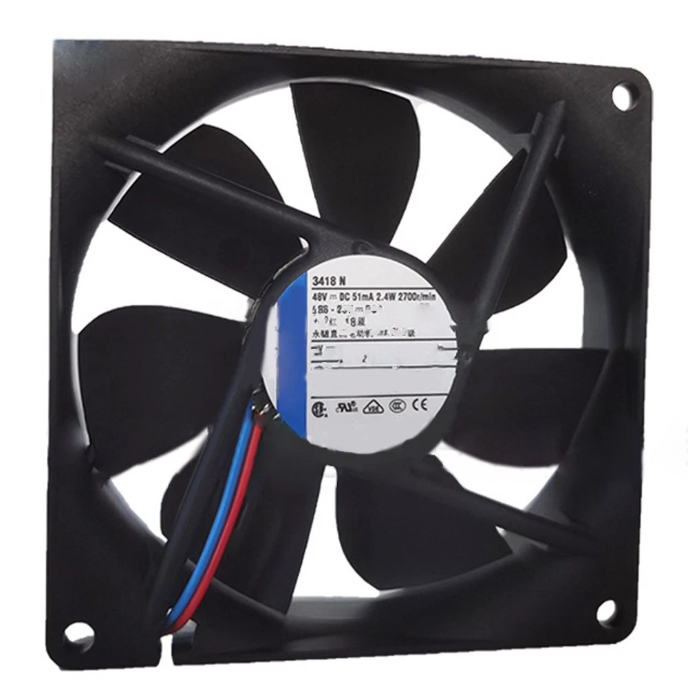 Ebmpapst 3418N Axial Fan DC 48V 51mA 2.4W 90x90x25mm 2-Wire 82m³/h Cooling Fan 1 3418N 1768546869552