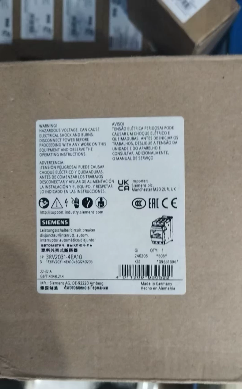 SIEMENS 3RV2031-4EA10 Circuit Breaker 1 3RV2031 4EA10 1775092033781