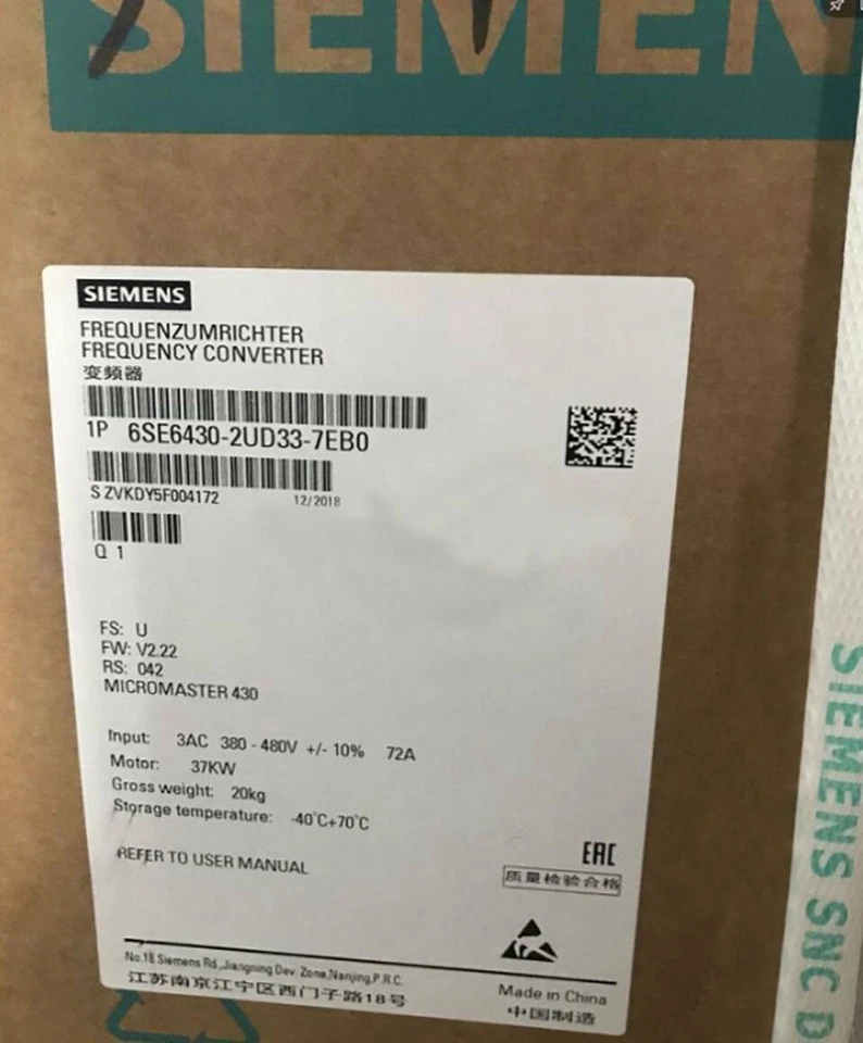 SIEMENS Frequency Converter 6SE6430-2UD33-7EB0 1 6SE6430 2UD33 7EB0 1769996424075