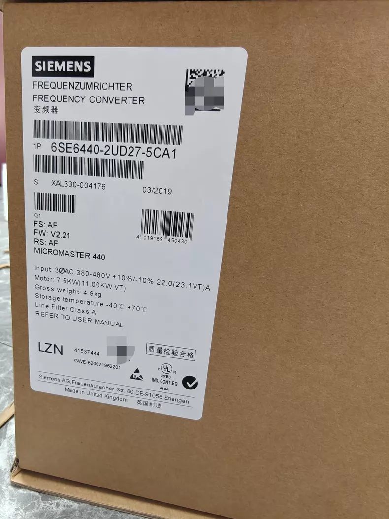 SIEMENS Inverter 6SE6440-2UD27-5CA1 1 6SE6440 2UD27 5CA1 1766367729926