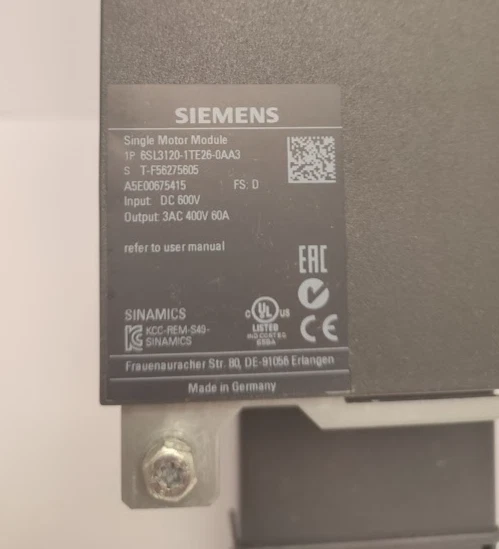 SIEMENS 6SL3120-1TE26-0AA3 SINGLE MOTOR MODULE 1 6SL3120 1TE26 0AA3 1773035207560