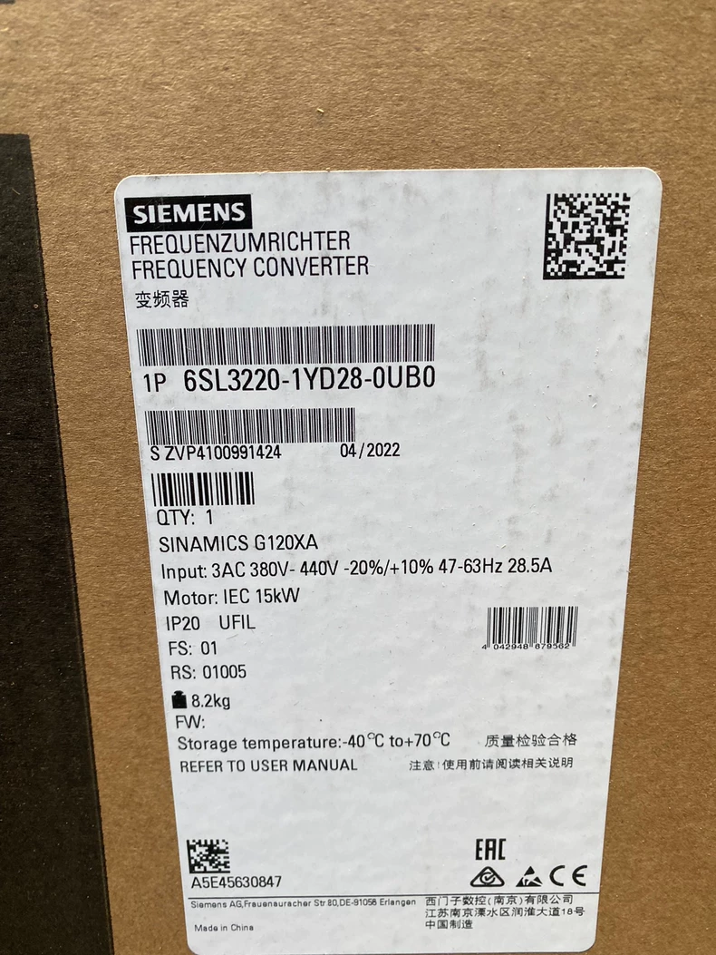 SIEMENS Inverter 6SL3220-1YD28-0UB0 1 6SL3220 1YD28 0UB0 1768282862311