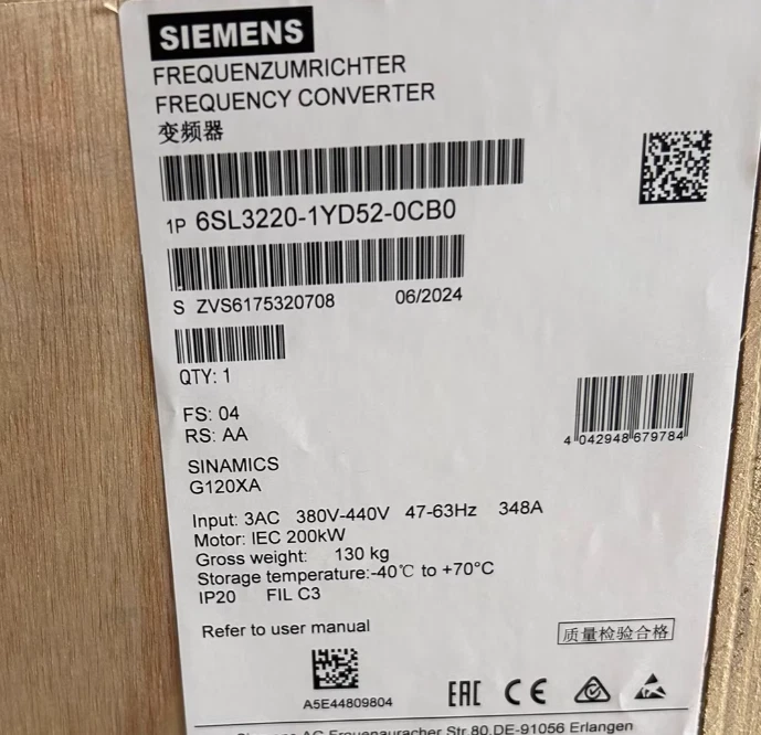 SIEMENS inverter 6SL3220-1YD52-0CB0 1 6SL3220 1YD52 0CB0 1774936389845