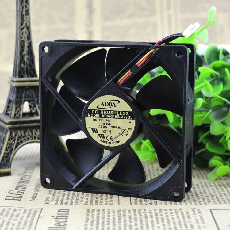 ADDA AD0924HB-A72GL DC 24V 0.15A 90*90*25mm 3wires Inverter/ Case cooling fan 1 AD0924HB A72GL 1768541659691