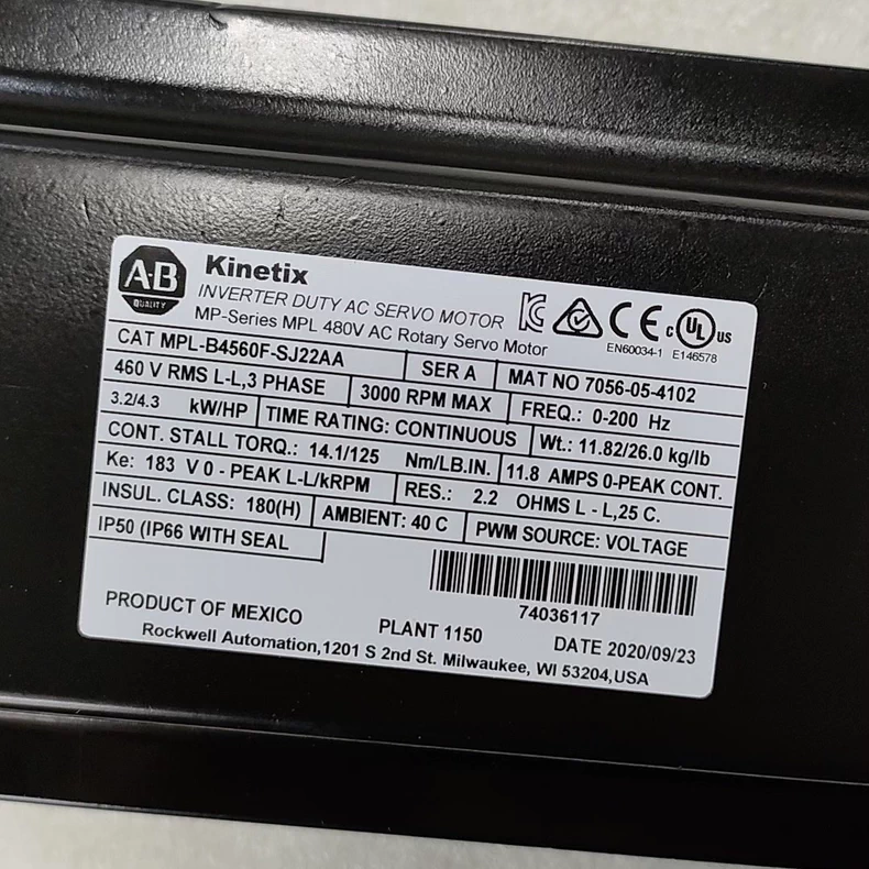 ALLEN BRADLEY MPL-B4560F-SJ22AA SERVO MOTOR 1 MPL B4560F SJ22AA 1768196842877