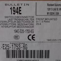Allen-Bradley 194E-E25-1753-6G Switch - Robust Control Switch
