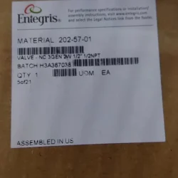 Entegris Pneumatic Diaphragm Valve 202-57-01 with Fast Response