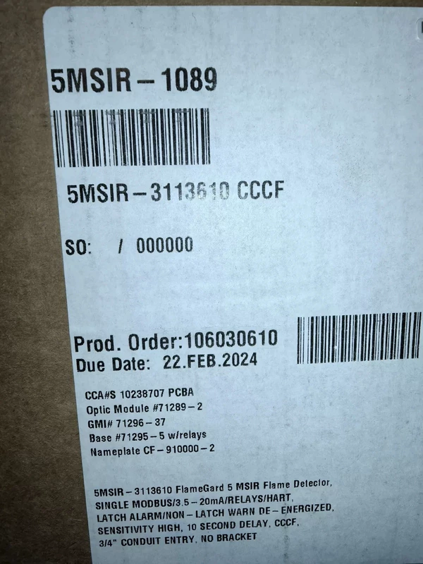 IR Flame Detector MSA 5MSIR-1089 5MSIR-3113610 for Industry