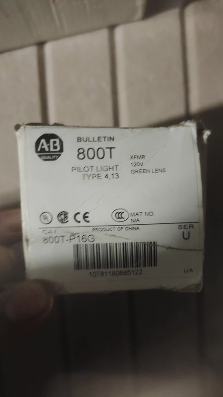Industrial Green Pilot Light Allen-Bradley 800T-P16G 120V AC