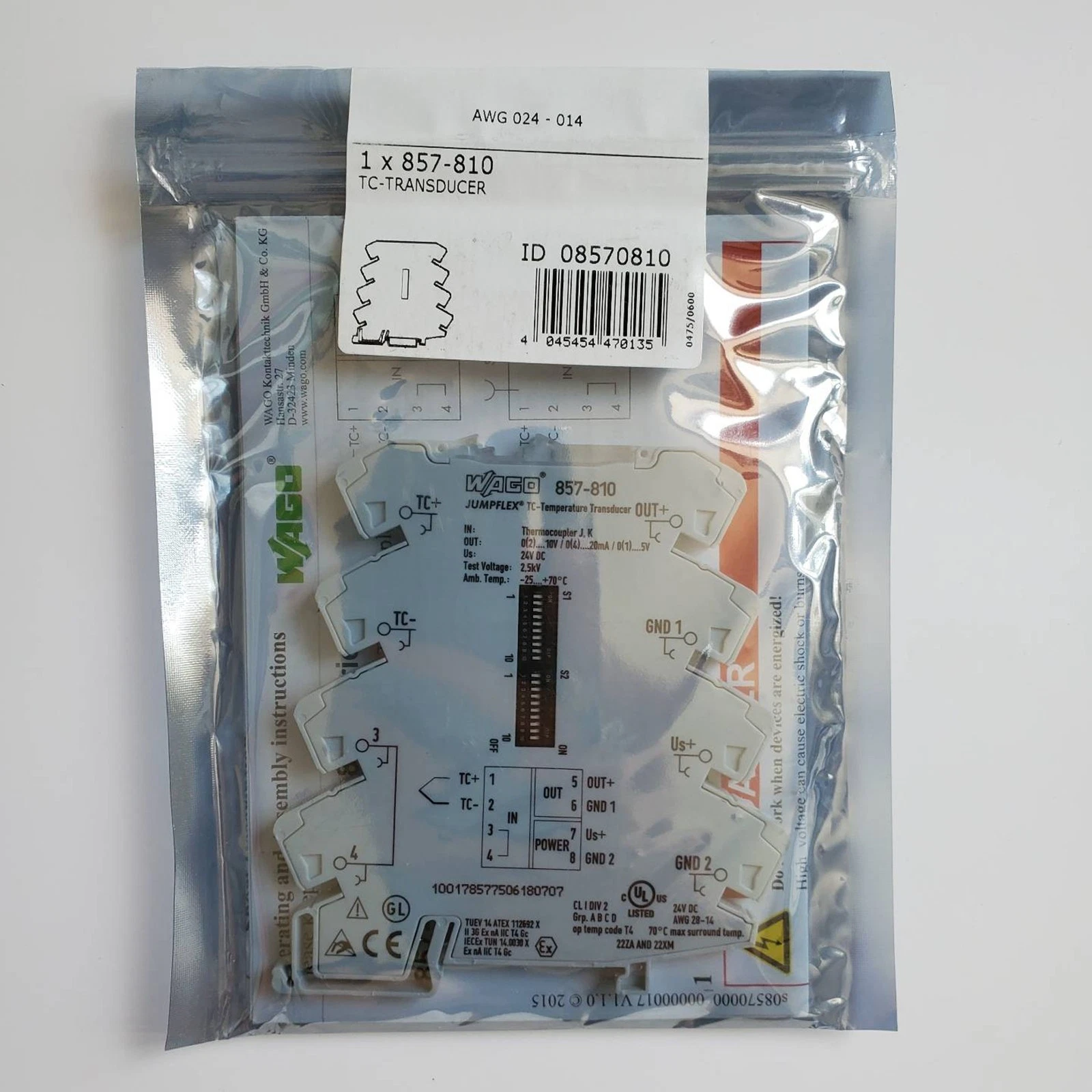 Isolation Conversion Module WAGO 857-810 DIN Rail Mount