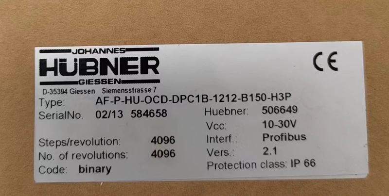Incremental Encoder Hübner AF-P-HU-OCD-DPC1B-1212-B150-H3P - Durable IP67