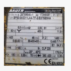 Industrial Gear Motor BAUER BF60-04 for Heavy-Duty Applications