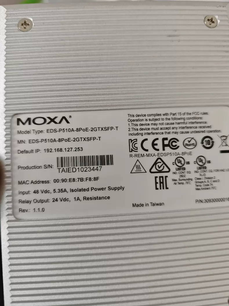 Managed PoE Switch MOXA EDS-P510A-8PoE-2GTXSFP-T Industrial