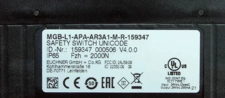 Safety Switch EUCHNER MGB-L1-APA-AR3A1-M-R-159347 RFID