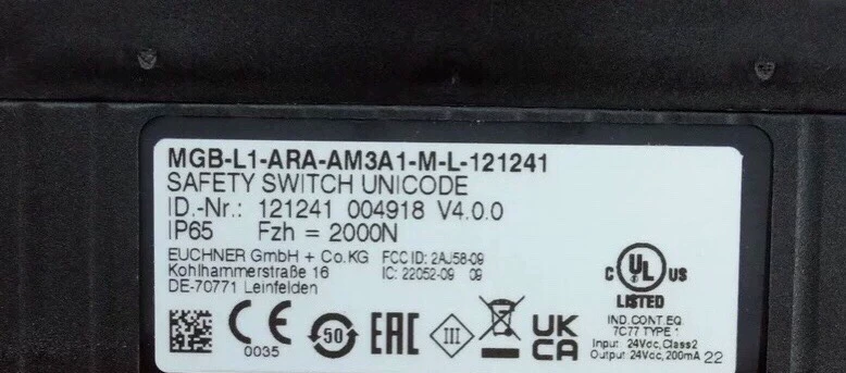 Safety Door Lock Switch Euchner MGB-L1-ARA-AM3A1-M-L-121241