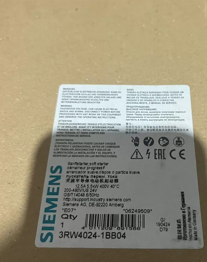 SIEMENS 3RW4024-1BB04 Soft Starter for Motor Control