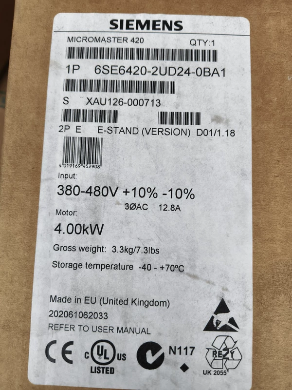 Siemens 6SE6420-2UD24-0BA1 Frequency Inverter for Motor Control
