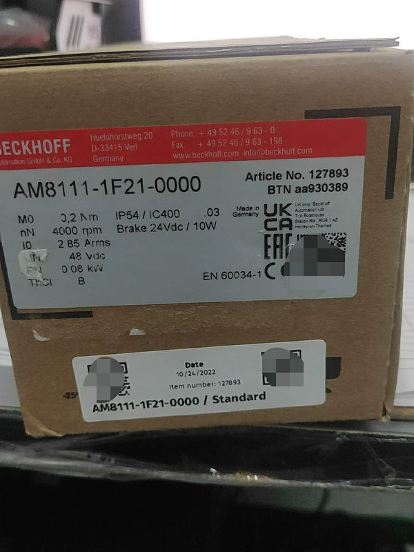 BECKHOFF AM8111-1F21-0000 Servo Motor for Automation