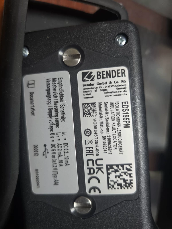 Bender EDS195P Handheld Insulation Tester for Electrical Safety
