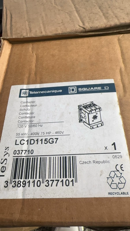 Industrial Contactor Telemecanique LC1D115G7 - 115A Switching