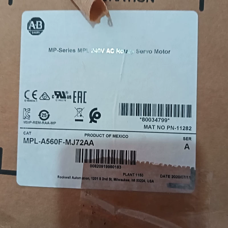Allen-Bradley MPL-A560F-MJ72AA Servo Motor for Precision Motion