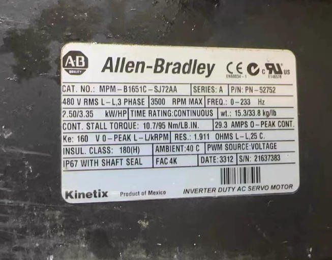 Allen-Bradley MPM-B1651C-SJ72AA Servo Motor for Precision