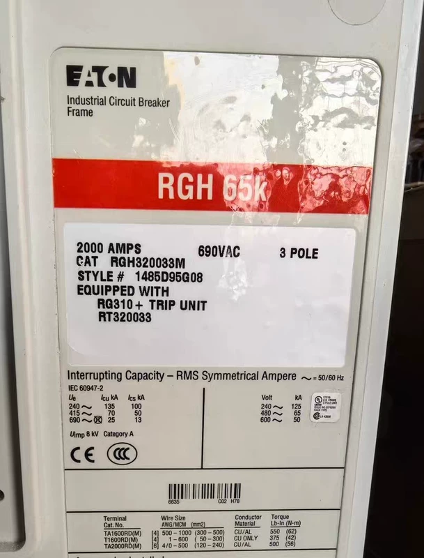 EATON RGH320033M Molded Case Circuit Breaker 320A