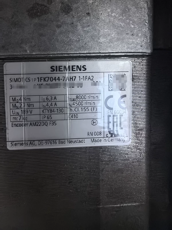 SIEMENS 1FK7044-7AH71-1FA2 Servo Motor Industrial Automation