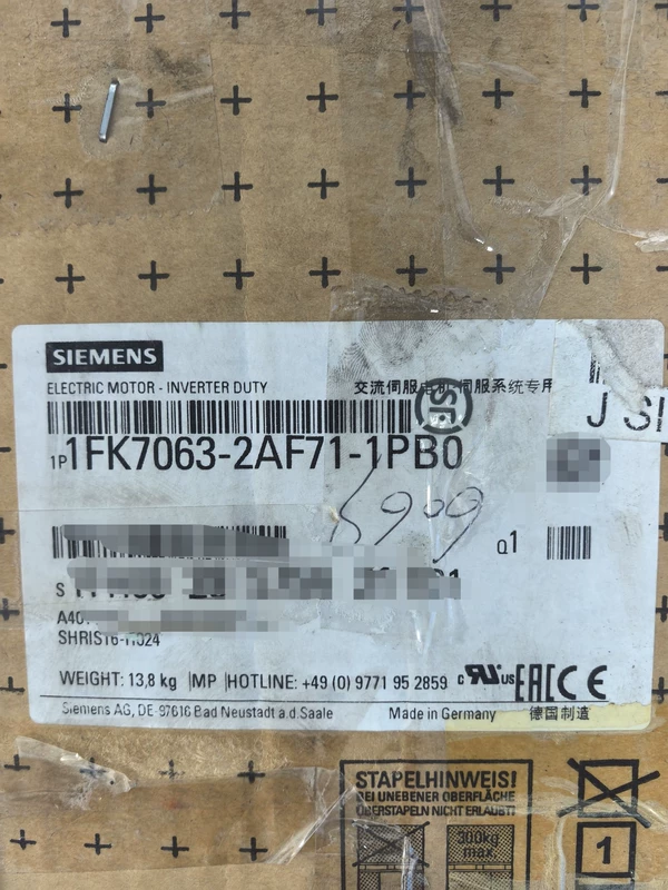 SIEMENS 1FK7063-2AF71-1PB0 Servo Motor 3-Phase Drive
