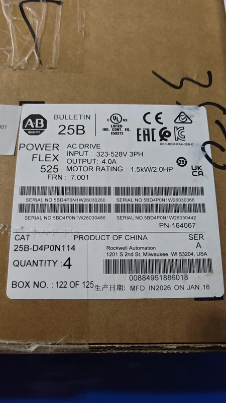 Allen-Bradley 25B-D4P0N114 VFD for Industrial Motor Control