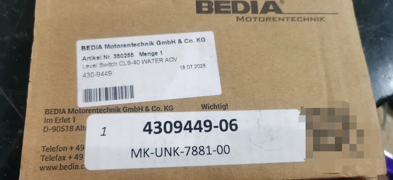 BEDIA 4309449-06  MK-UNK-7881-00 Level Sensor Industrial