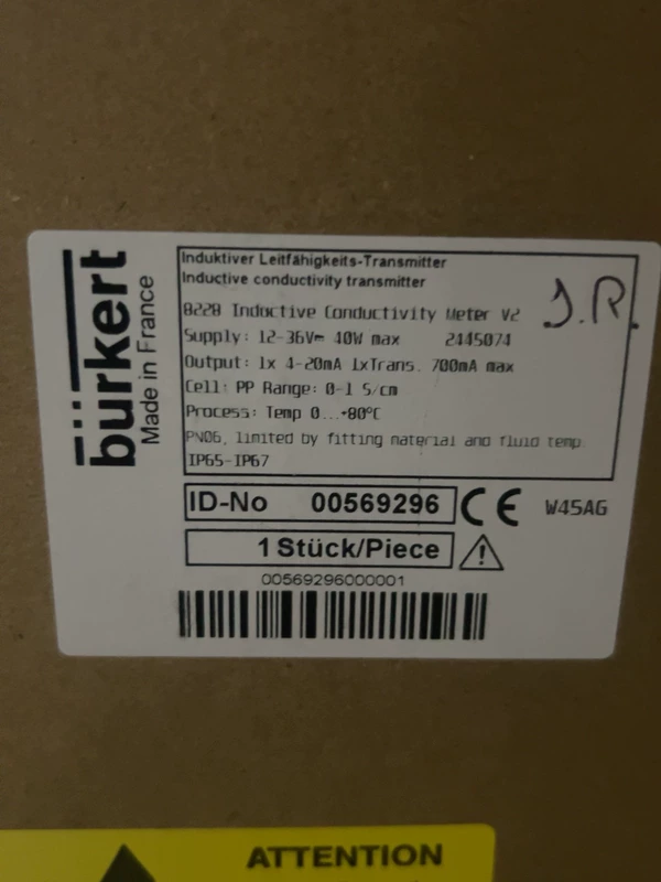 Burkert 8228 00569296 Inductive Conductivity Meter