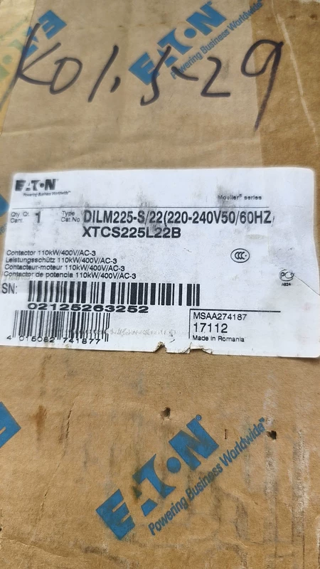 EATON XTCS225L22B Contactor for Heavy-Duty Industrial Switching