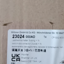 Disconnect Switch Wohner 23024 000AD for Panel Systems